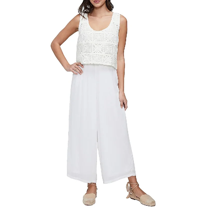 Trend Forward Women's Wear Three Dots Womens Crochet Sleeveless Jumpsuit