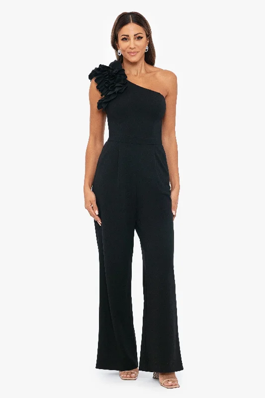 Style Your Wardrobe "Carissa" One Shoulder Scuba Crepe Jumpsuit