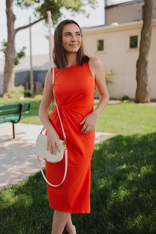 Unbeatable Prices Sunsets With You Bright Orange Midi Dress