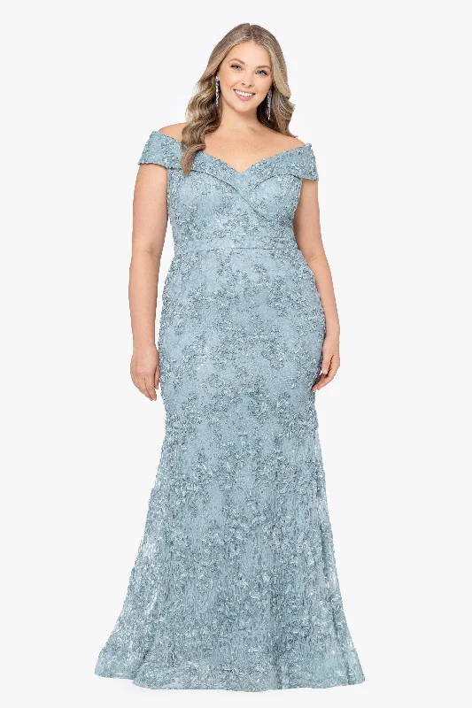 Versatile Women's Clothing for All Occasions Plus "Jill" Off The Shoulder Long Lace Dress