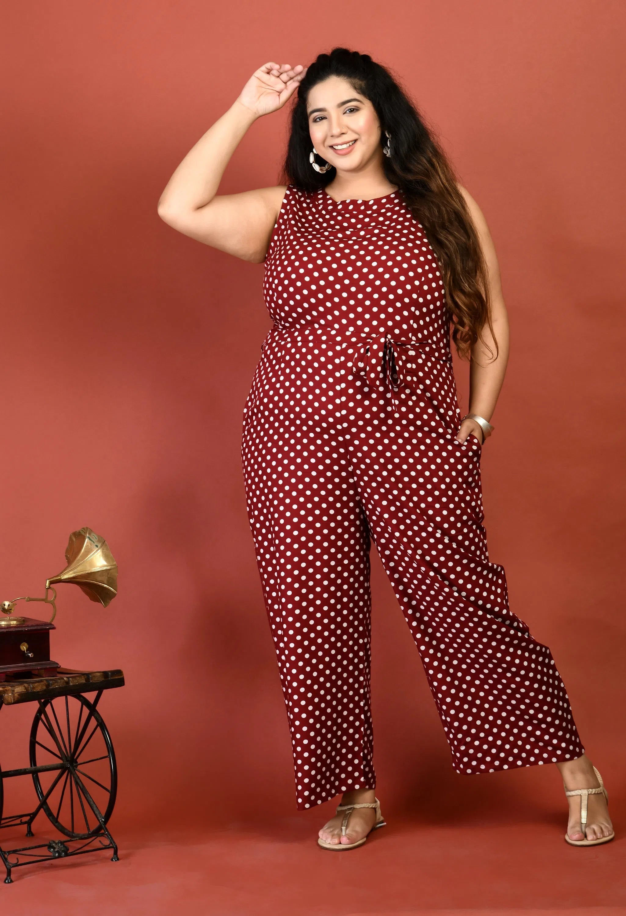 Flash Sale Clothing Women Solid Plus Size Maroon Jumpsuits & Sets