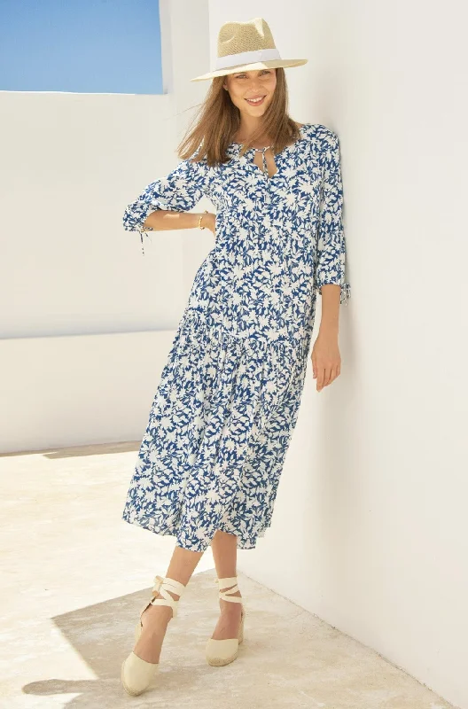 Easygoing Women's Style Virginia EcoVero™ Midi Dress | Navy/White