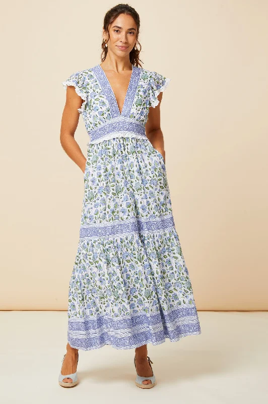 Ride The Style Wave Pippa Block Print Dress | Blue/Green