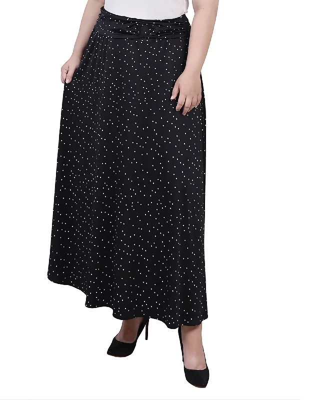 Trendy Women's Dresses Online Plus Size Maxi A-Line Skirt With Front Faux Belt With Ring Detail