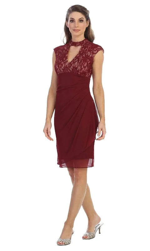 Laid-Back Elegance Shail K - 1097 Cutout Bodice Draped Sheath Dress