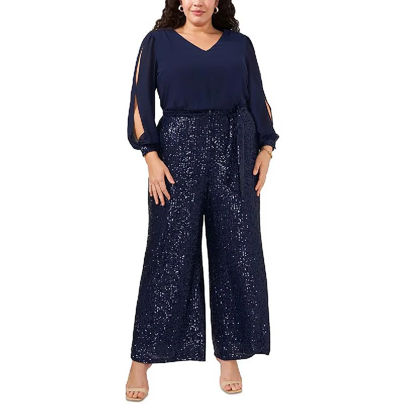 Exclusive Discount MSK Womens Plus Sequined Wide Leg Jumpsuit