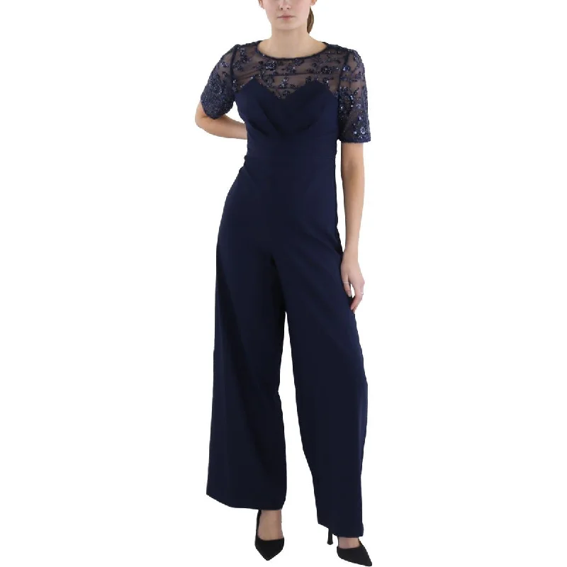 Chic Wardrobe JS Collections Womens IDA Palazzo High Waist Short Sleeve Jumpsuit