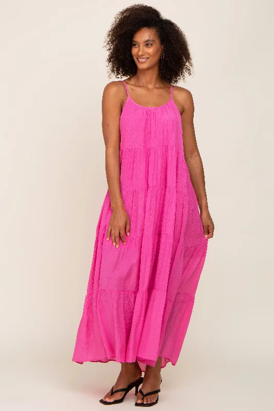 Trend Leading Collection Fuchsia Tiered Maxi Dress