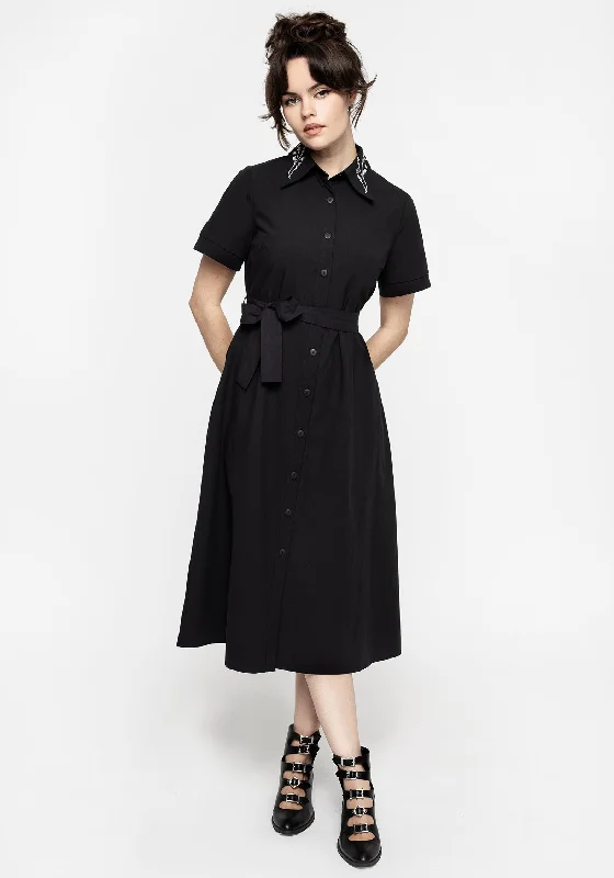 Flash Sale, Don't Miss Goodfellow Embroidered Collar Midi Shirt Dress