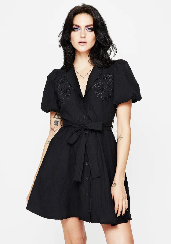 End Of Season Sale Herbalist Embroidered Mini Shirt Dress