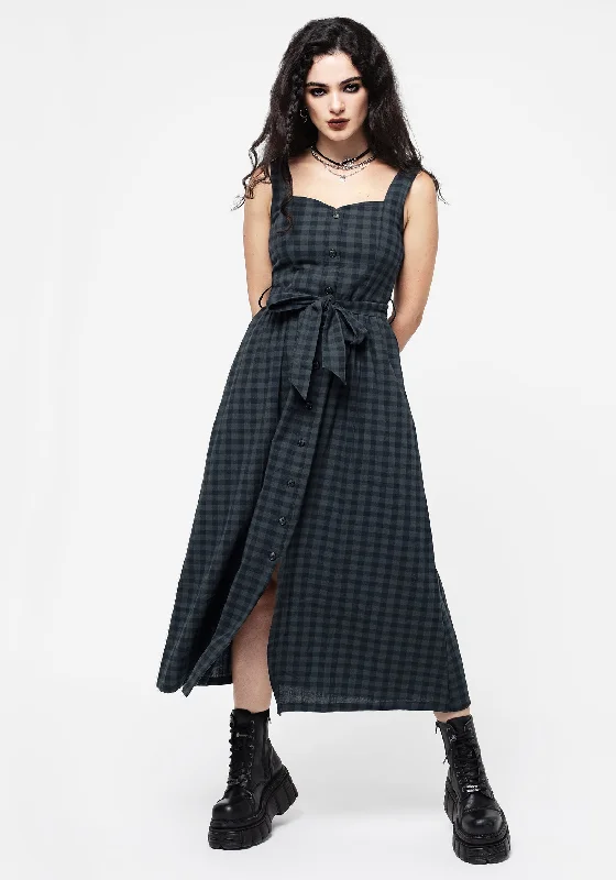 Unbeatable Prices Jeannie Check Cotton Belted Apron Maxi Dress