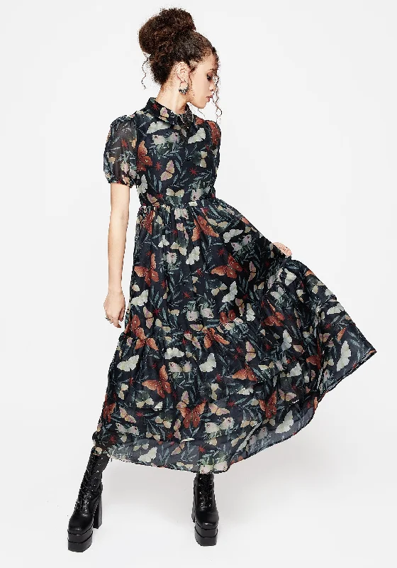 Shop Our Looks Mariposa Puff Sleeve Organza Maxi Shirt Dress