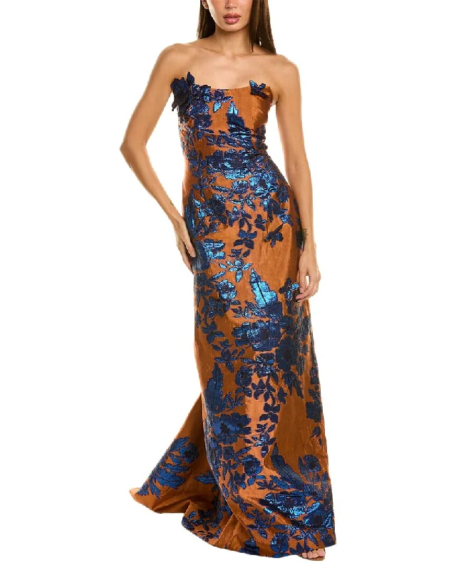 Elegant Women's Clothing Rene Ruiz Strapless Applique Brocade Gown