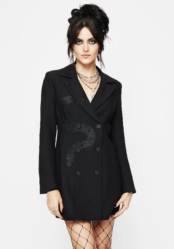 Chic Trend Collection Slither Embroidered Blazer Dress