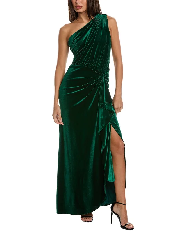 High-Quality Women's Fashion Dresses Tadashi Shoji Velvet One-Shoulder Gown