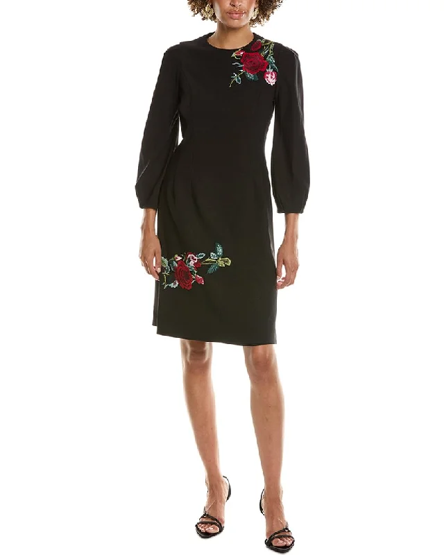 Trendy Women's Dresses Online Teri Jon by Rickie Freeman Floral Applique Crepe Sheath Dress