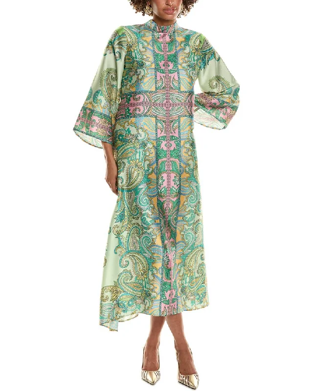 Luxury Women's Fashion Teri Jon by Rickie Freeman Twill Mock Neck Paisley Maxi Dress