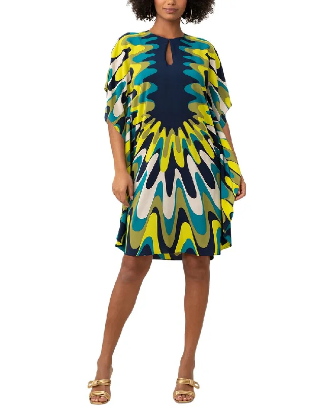 Colorful Clothing Trina Turk Global 2 Silk Midi Dress