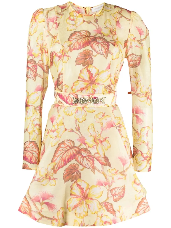 Affordable Women's Clothing Sale Online Zimmermann Matchmaker Floral Mini Dress Yellow Hibiscus