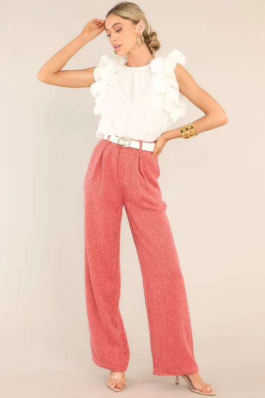 Premium Style Business Girl Porcelain Rose Pink Pants