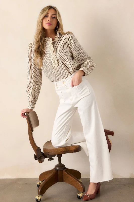 Chic Outfits Classic Charm Ivory Wide Leg Jeans