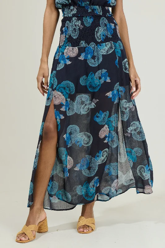 Chic Trends For The Fashion Savvy Estelle Shell Smocked Maxi Skirt