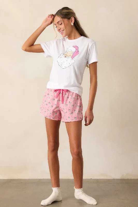 Sophisticated Outfits Glistening Dreams 100% Cotton Pink Santa Pajama Shorts