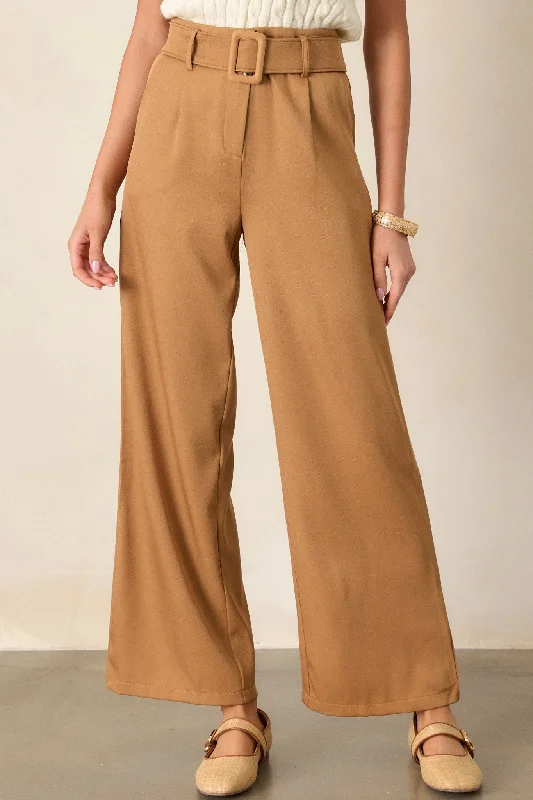 Mega Sales Gone Again Camel Brown Belted Pants