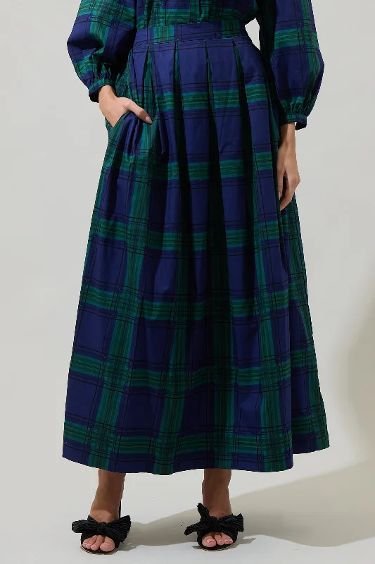 Ride The Style Wave Harrisville Plaid A-Line Maxi Skirt