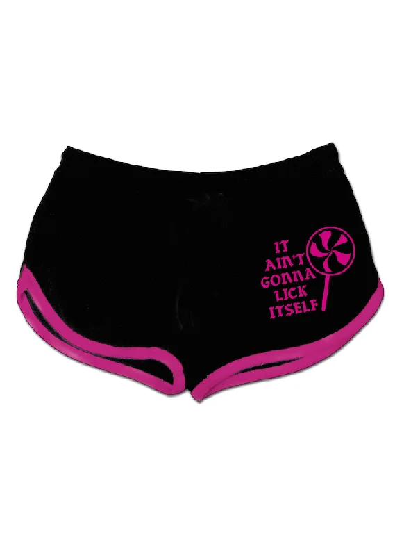 Casual Wear It Aint Gonna Lick Itself - Black & Fuchsia Shorts