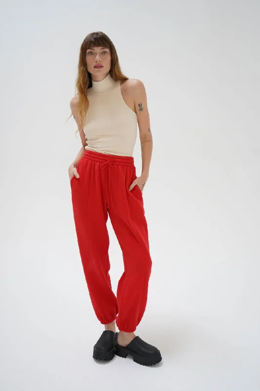 Trendy Women's Dresses Online Jace Seamed Fleece Jogger - High Risk Red