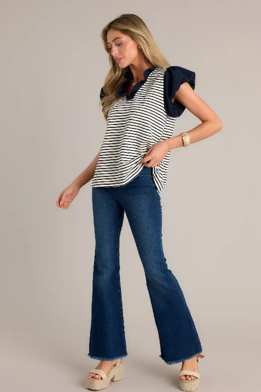 Your Timeless Wardrobe Awaits Jump Out Dark Denim Stretch Flare Jeans