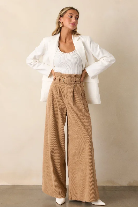 Fashion Forward Keeping It Classy Tan Corduroy Pants