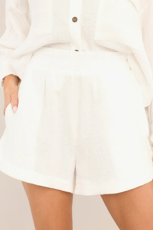 Versatile Wardrobe Essentials Live Fully White Gauze Shorts