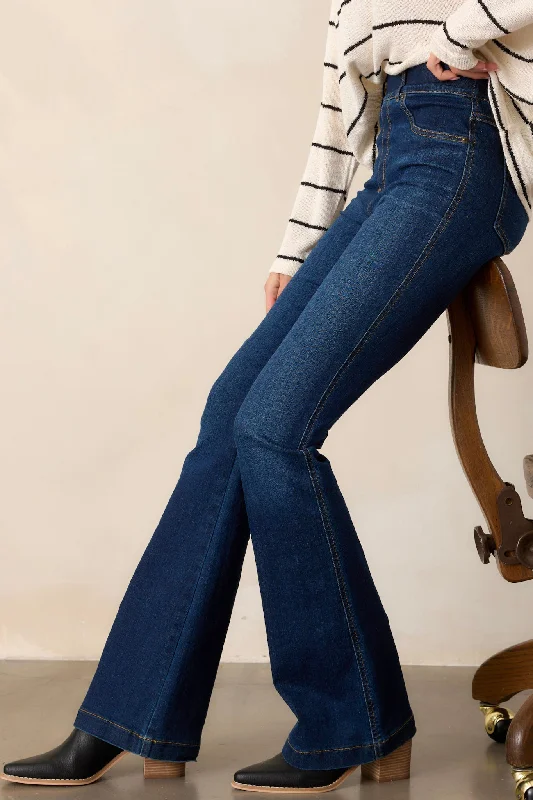 Fashion Forward Outfits Midnight Shade Pull On Stretch Flare Jeans