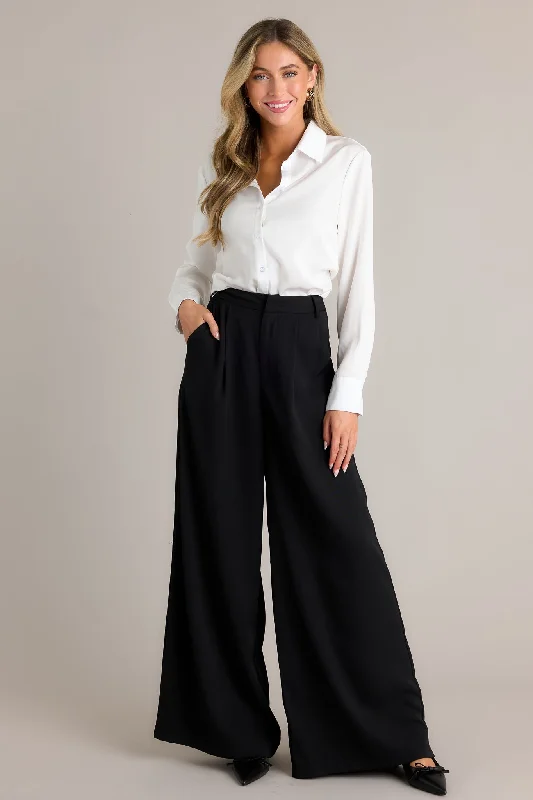 Everyday Wear Office Chic Black Wide Leg Pants