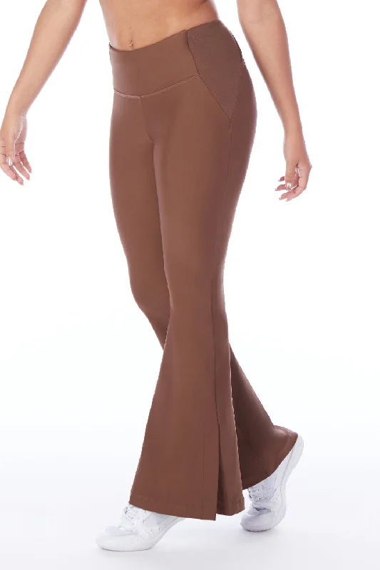 Comfortable Casual Wear Power Flare Leggings in Dark Mocha