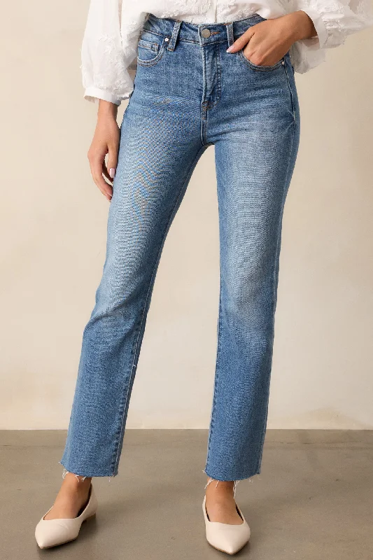 Unbeatable Prices Push The Limit Medium Wash Straight Leg Jeans